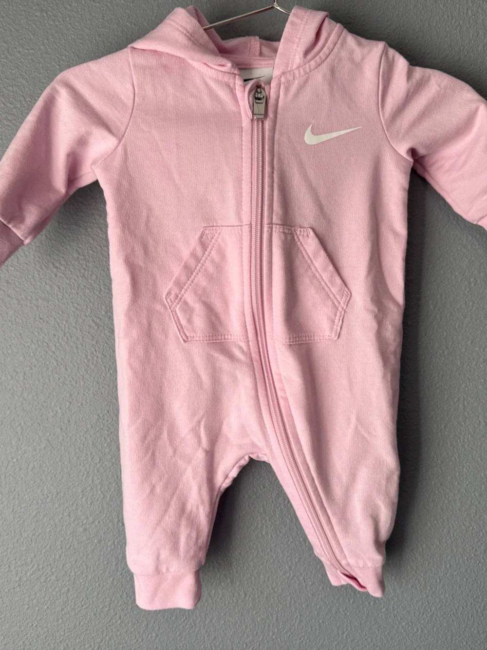 Nike Light Pink Zip-Up Baby Romper
